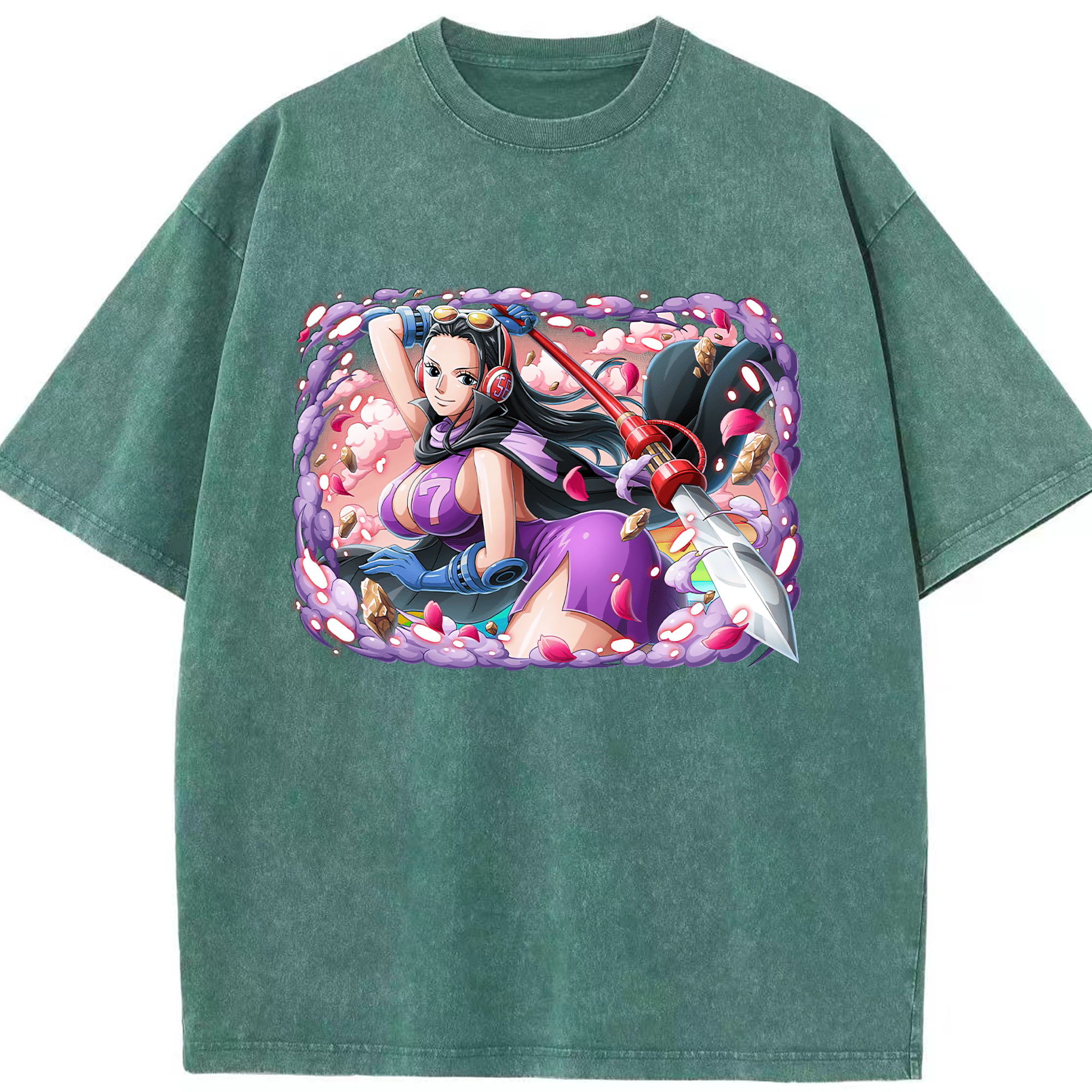 ワンピース ニコ・ロビン ONE PIECE Nico Robin 綿100% ヴィンテージ風 半袖Tシャツ（フロントプリント）